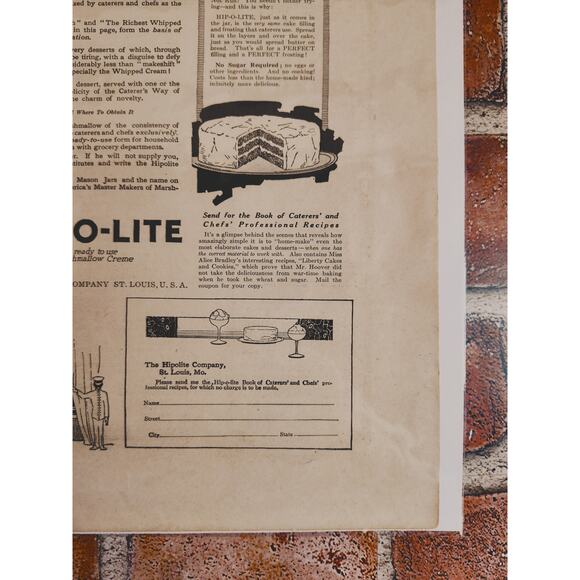 1918 Hip-O-Lite Marshmallow Creme Orig Vtg PRINT AD Add Caterers Touch Dessert - Picture 13 of 14